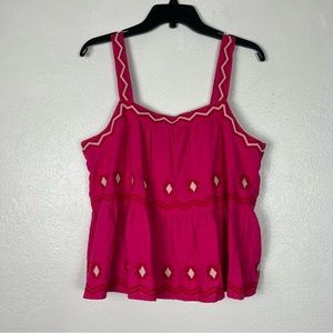 Loft Pink Embroidered Tiered Aztec/Western Cami Tank Tops size medium